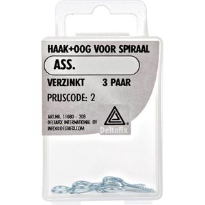 Deltafix gordijnspiraal toebehoren haak + oog verzinkt ass. 3 paar
