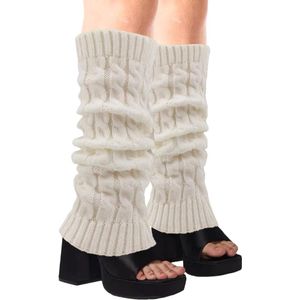 1 paar beenwarmers voor dames, beenwarmers manchetten voor dames, jaren 90, kawaii, gehaakte manchetten voor balletwarme kniewarmers, vrouwen mode lange laarsmanchetten, wit