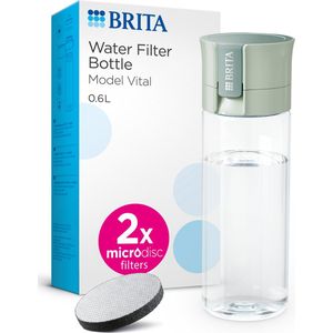 BRITA - Drinkfles VITAL voor Volwassenen - 0,6L - Lichtgroen - inclusief 2 MicroDisc Brita Filterpatronen - Ideaal voor Drinkflessen