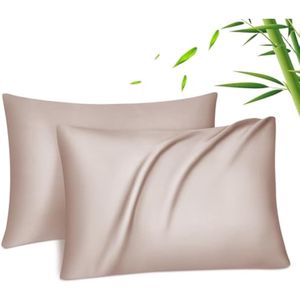 2 Bamboe kussensloop Bamboe Vezels Kussensloop Zijdezacht verkoelend ademend met verborgen ritssluiting, Lotos Pink, 50x70cm