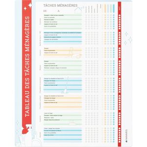 Navaris Huishoudplanner voor het gezin - Familieplanner voor huishoudelijke klusjes - Magnetische schoonmaakkalender 40 x 32 cm - Frans