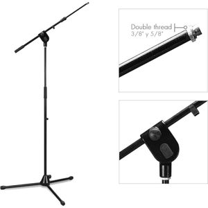 GUIL | PM-20 | heavy-duty microfoonstatief | telescopische microfoonarm / boom | inclusief 3/8"" - 5'8""-adapter, borgring en kabelklem