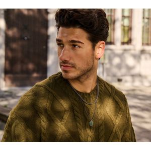Frank 1967 - 7FN-0066 - ketting heren met hanger - groen jade - 60 cm