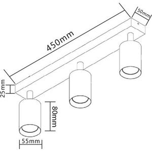 Spectrum - LED plafondspot MADARA - 3x GU10 aansluiting - Mat wit