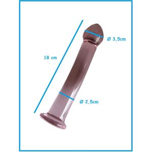 Roze gebogen Unisex Dildo G-spot van kristalglas 18,5 cm - anaalplug- anale dildo - dia Ø 3,5 cm - helder Kristal glazen dildo- sex anale butt plug seksspeelgoed voor mannen en vrouwen