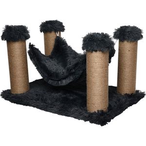 Topmast Krabpaal Fluffy Maui - Antraciet - 59 x 39 x 34 cm - Katten Hangmat - Made in EU - Krabpaal voor Katten - Stevig Sisal Touw