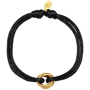 Satijnen armband Knot - Verstelbaar - One Size - Zwart/Goud - Trendy