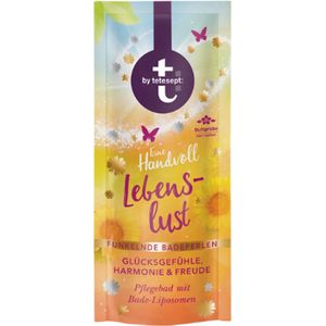 Badzout - T by Tetesept - Een handvol levenslust - Sinaasappelolie & Vanille | 1x 40g - Met urea, cacaoboter en waardevolle badliposomen - Sprankelende Badparels | Limited Edition 2025