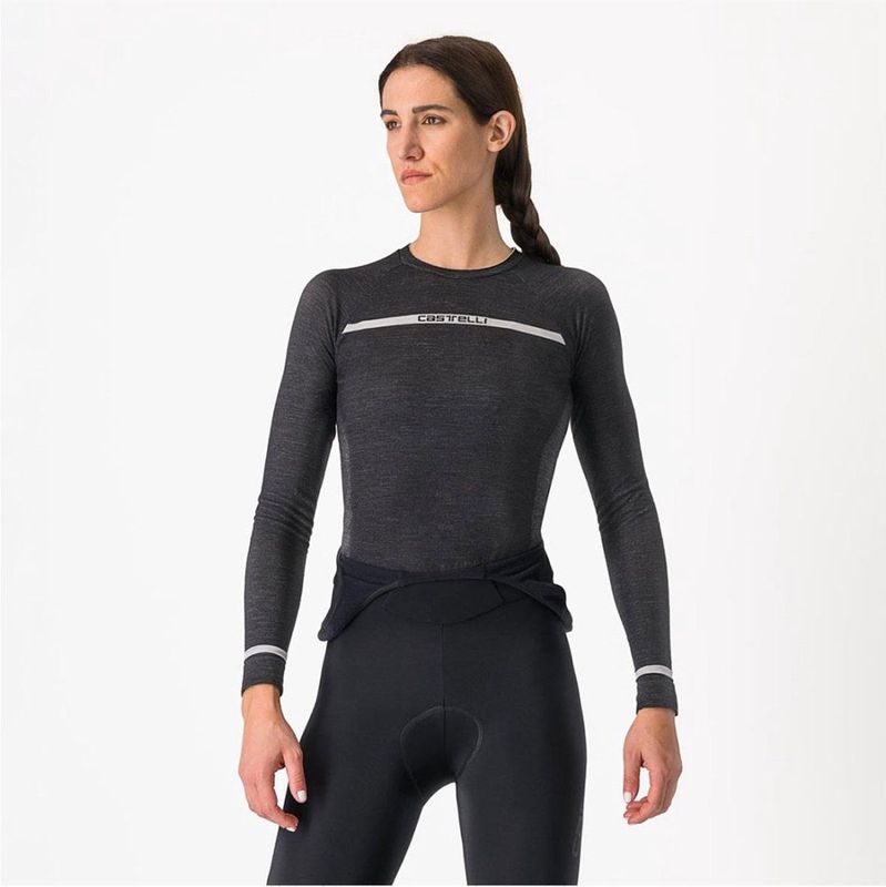 Castelli - Merino Long Sleeve Base Layer - Dames - Zwart - Merinowol