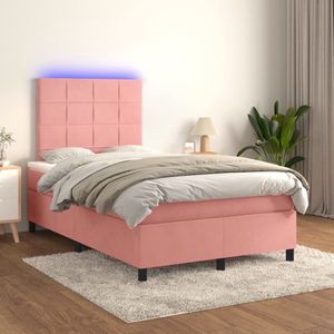 The Living Store Bed fluweel - Boxspring 120x200 - LED
