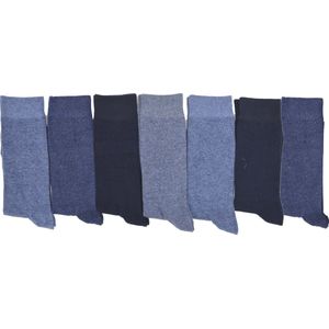 Multipack mannen sokken - effen soorten blauw - 7 paar chaussettes - heren/homme maat  39/42