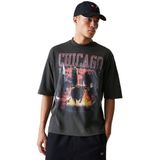 New Era Nba Washed Graphic Chicago Bulls T-shirt Met Korte Mouwen Grijs L Man