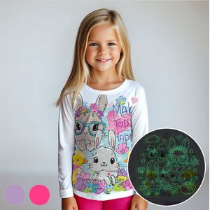 Knuffel Konijntjes - Glow-in-the-dark pyjama - roze - maat 104-110 - 4 jaar - 100% katoen