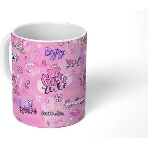 Mok - Koffiemok - Meisjes - Tiener - Roze - Quotes - Patronen - Mokken - 350 ML - Beker - Koffiemokken - Theemok