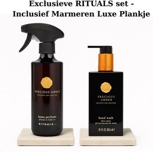 Rituals - Amber - Bath Set - Home Perfume 400 ml + Hand Wash 300 ml + 2X Hoogwaardig Vierkant Marmeren Display - Huisparfum - Hand Zeep