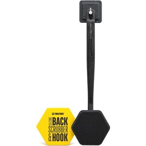 Siliconen rugschrobber met haak - Exfoliërende doucheborstel voor mannen - Duurzame rugreiniger met lange steel - Bad- en douche-accessoires in houtskool