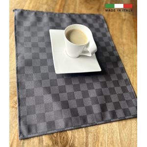 Textiel Placemat DAMINA Italy - Set van 4 Placemats - Grijs - 45cm x 35cm - Waterdicht - Vuilafstotend - Makkelijk schoon