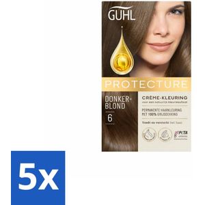 5 x Guhl - Crème-kleuring - No. 6 Donkerblond Beschermend - Haarverf - Verzorgend - Glans - Tarweproteïne - Co-enzym Q10