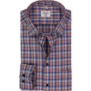 MARVELIS - Modern Fit - Overhemd - Bordeaux Rood Geruit - Strijkvrij