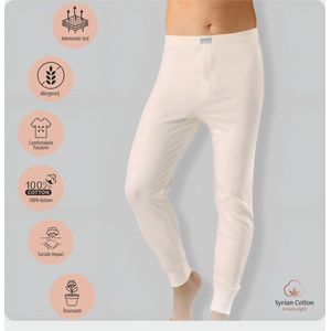 Lange Winter Onderbroek voor heren – legging met gulp �– 100% katoen - Wit - XL