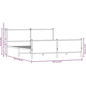 vidaXL - Bedframe - zonder - matras - metaal - gerookt - eikenkleurig - 180x200 - cm