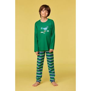 Woody Jongens-Heren pyjama donkergroen - maat XXL