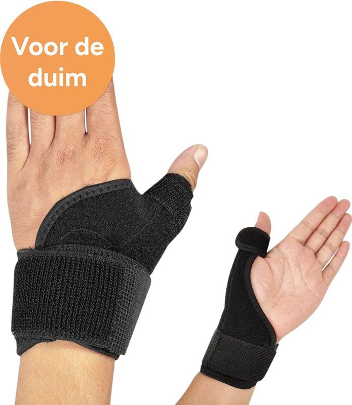 LBB - Vingerspalk - Voor duim - Onze size - Zwart - Verharde spalk - Staal frame - Vingerbrace - Duimspalk - Duimbrace rechts - Spalk