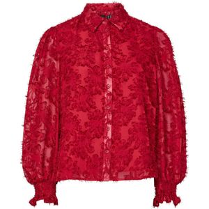 Pieces - Pcpina Ls Shirt Wvn Bc 17154276 - Blouse - Rood - Dames