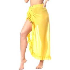 ASTRADAVI Pareo - Mini Sarong - Dames Strandkledding Omslagdoek - 180 x 50 cm - Geel