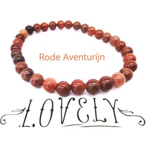 Armband – Edelsteen – Rode Aventurijn - 6mm Kralen - 22 cm - Werking - helpt je door te zetten in moeilijke situaties.