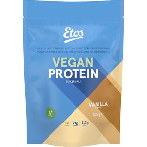 Etos Vegan Protein Vanilla  - Eiwitshake - Suikervrij - 4 x 324gr - 4 stuks