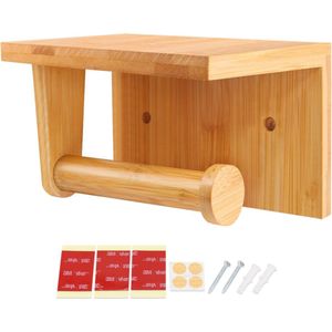 Bamboe Toiletpapierhouder - Wandmontage zonder boren - 1 stuk - Kleur: natuurlijk