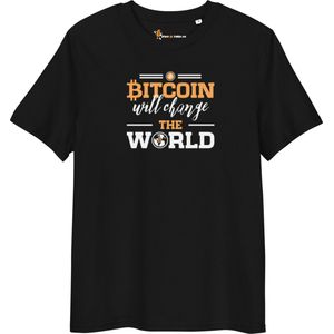 Bitcoin Will Change The World - Unisex - 100% Biologisch Katoen - Kleur Zwart - Maat L | Bitcoin cadeau| Crypto cadeau| Bitcoin T-shirt| Crypto T-shirt| Crypto Shirt| Bitcoin Shirt| Bitcoin Merch| Crypto Merch| Bitcoin Kleding