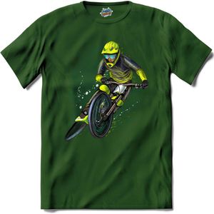 BMX Fiets Freestyle | Mountainbike sport kleding - T-Shirt - Unisex - Bottle Groen - Maat M