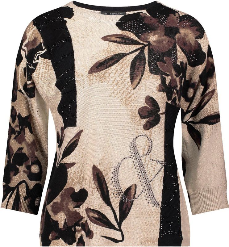 Betty Barclay - Trui - Beige - Bloemenprint - Driekwart Mouw