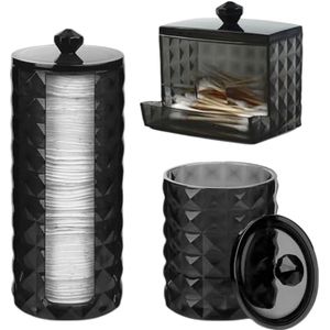 Wattenschijfhouder met Houten Deksel - Stof- en Vochtbestendige Opbergdoos voor Slaapkamer en Badkamer