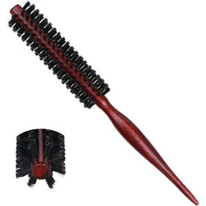 Allecto plus - Ronde Haarborstel van Varkenshaar voor Haarstyling, 23,6x2,6cm. Met Houten Handvat van Rattenstaart voor Kapperskam. Geschikt voor Lang, Kort, Dik en Dun Haar.