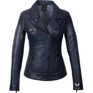 Biker leren lams jas blauw rano - 58