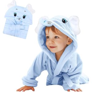 Babybadjas Zachte flanel kinderbadjas met capuchon, sneldrogende badjas voor babymeisjes, jongens