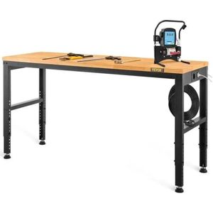 Zware Werkbank met Wielen en Stroomaansluiting – Verstelbare Multifunctionele Werktafel – Draagvermogen tot 900 kg – 122 x 51 x 105 cm – Voor Garage, Werkplaats of Klusruimte