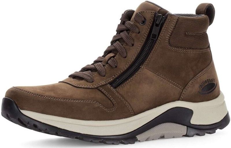 Gabor - Rollingsoft - Sneakers - Donkerbruin - Vetersluiting - Sleehak