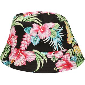 Toppers in concert - Funny Fashion Verkleed hoedje Tropical Hawaii party - Summer print - zwart - volwassenen - Carnaval - bucket hat