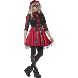SMIFFYS - Rood skeletten Halloween kostuum voor tieners - 170/176 (16-18 jaar)