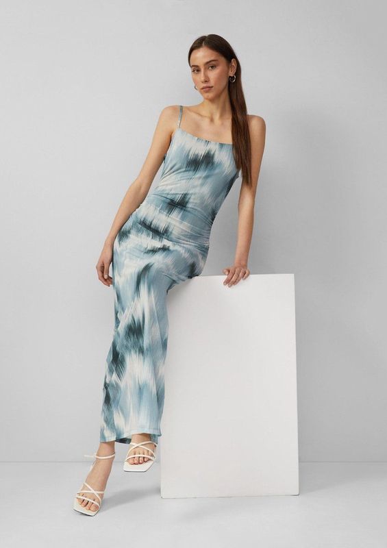 Q/S designed by - Meshjurk - Groen - Slim Fit - Lang - Met Print All-over