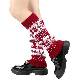 Dames beenwarmers winter gebreide beenwarmers Bohemen kousen legwarmers legging kerstkous - rood