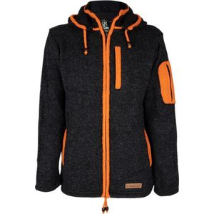 Gebreid Wollen Heren/Uni Vest van Schapenwol met Polyester Fleece voering en afneembare capuchon - SHAKALOHA - M Luxor ZH AntraOrange XXL