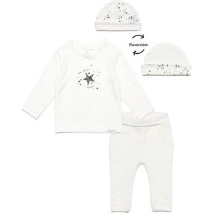 Noppies - kledingset - 3delig - Broek Humpie Snow - Shirt Lux Snow - Muts Snow - Maat 50