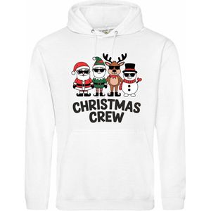 Witte hoodie met ""Christmas crew"" - maat M - kersttrui, kerst, kerstmis, fout, kerstfeest, kerstmis, trui, kerstdiner, aankleding, hoody, hoedie