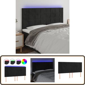 vidaXL LED Hoofdbord 200x118 cm - Fluweel Zwart Hoofddekbed - Led Hoofdbord - Hoofdbord Zwart - Velvet Hoofdbord - Luxe Hoofdbord