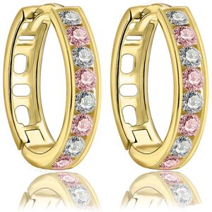 Juwelier Zwartevalk - 14 karaat gouden kinder oorbellen met zirkonia 12.111.066/15 mm--